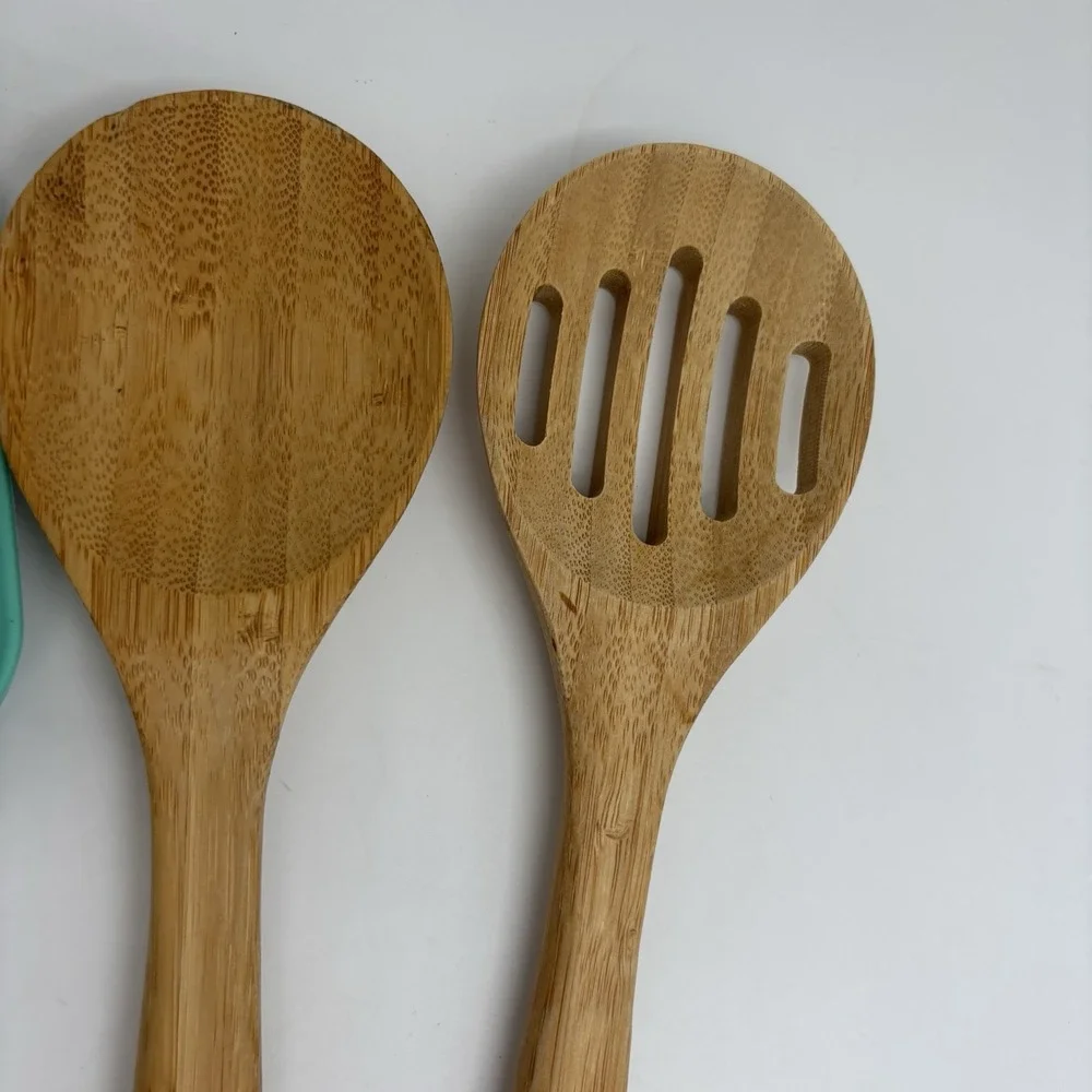 Fiesta Multicolor Bamboo & Silicone Kitchenware Cooking Utensils Set Of 4 Pieces